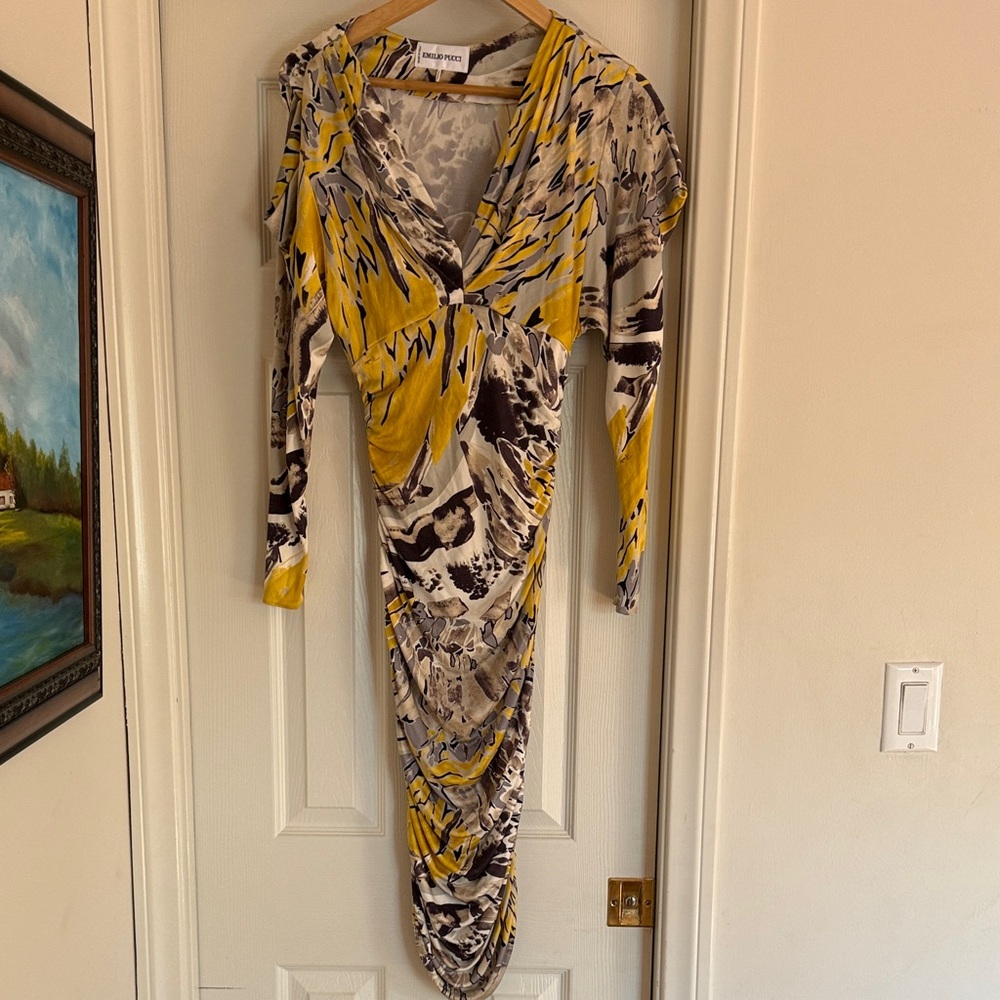 Emilio Pucci Yellow and Black Long Sleeve Dress